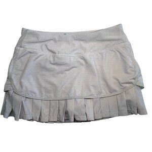 ATHLETA Pleated White Tennis Mini Skort Running Skirt Small